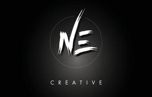 NE N E Brushed Letter Logo Design with Creative Brush Lettering Texture and Hexagonal Shape vector