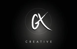 GX G X Brushed Letter Logo Design with Creative Brush Lettering Texture and Hexagonal Shape vector