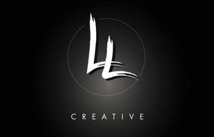 LL L L Brushed Letter Logo Design with Creative Brush Lettering Texture and Hexagonal Shape vector