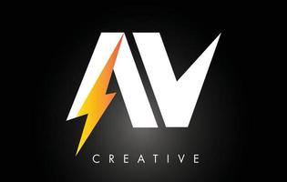 AV Letter Logo Design With Lighting Thunder Bolt. Electric Bolt Letter Logo vector