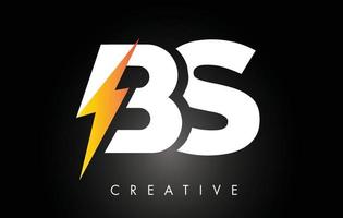 Diseño de logotipo bs letter con iluminación thunder bolt. logotipo de letra de perno eléctrico vector