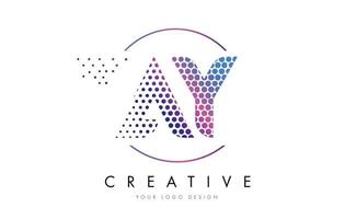 AY A Y Pink Magenta Dotted Bubble Letter Logo Design Vector