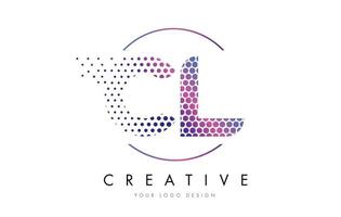 CL C L Pink Magenta Dotted Bubble Letter Logo Design Vector