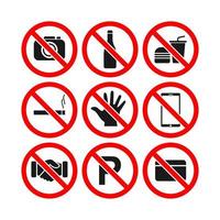 Icons forbidden set stock illustration vector