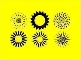 formas vectoriales círculo de sol en blanco y negro vector