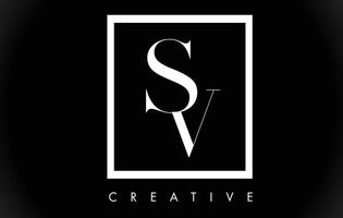 SV Letter Design Logo with Black and White Colors Vector. vector