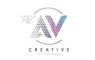 AV A V Pink Magenta Dotted Bubble Letter Logo Design Vector