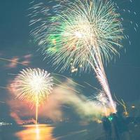 New Year fireworks on the beach. photo