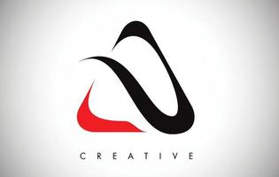 un logotipo de diseño moderno de moda de letra swoosh negro rojo. Letra un logotipo de icono con swoosh moderno. vector