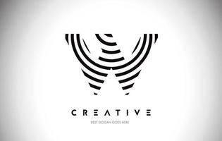 W Lines Warp Logo Design. Letter Icon Made with Circular Lines. vector