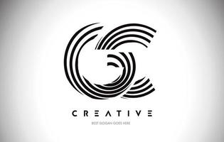 GC Lines Warp Logo Design. Letter Icon Made with Circular Lines. vector