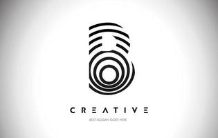 B Lines Warp Logo Design. Letter Icon Made with Circular Lines. vector