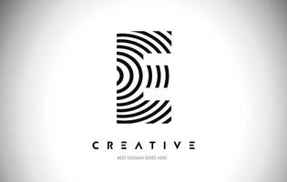 E Lines Warp Logo Design. Letter Icon Made with Circular Lines. vector
