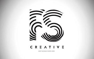 FS Lines Warp Logo Design. Letter Icon Made with Circular Lines. vector