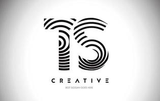TS Lines Warp Logo Design. Letter Icon Made with Circular Lines. vector