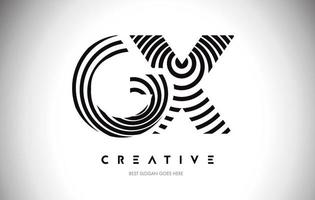 GX Lines Warp Logo Design. Letter Icon Made with Circular Lines. vector