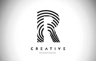 R Lines Warp Logo Design. Letter Icon Made with Circular Lines. vector