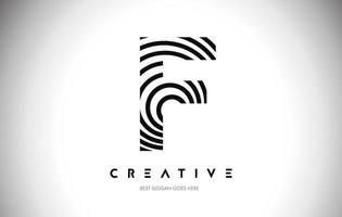 F Lines Warp Logo Design. Letter Icon Made with Circular Lines. vector
