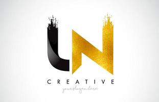 LN Letter Design with Black Golden Brush Stroke and Modern Look. vector