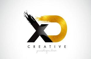 XD Letter Design with Black Golden Brush Stroke and Modern Look. vector