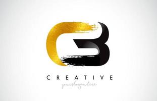 CB Letter Design with Black Golden Brush Stroke and Modern Look. vector