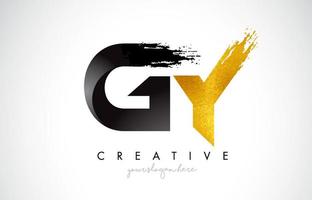 GY Letter Design with Black Golden Brush Stroke and Modern Look. vector