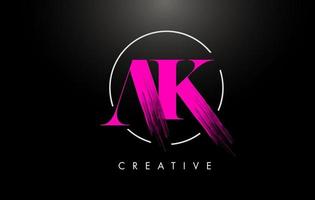 Pink AK Brush Stroke Letter Logo Design. Pink Paint Logo Leters Icon. vector