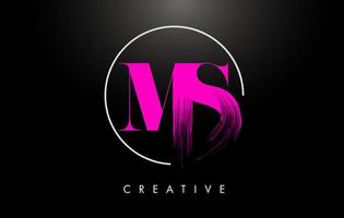 Pink MS Brush Stroke Letter Logo Design. Pink Paint Logo Leters Icon. vector