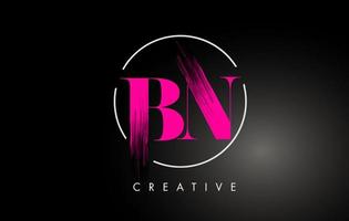 Pink BN Brush Stroke Letter Logo Design. Pink Paint Logo Leters Icon. vector