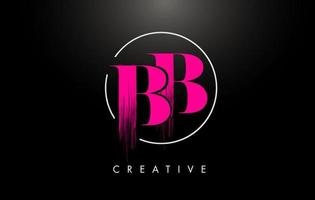 Pink BB Brush Stroke Letter Logo Design. Pink Paint Logo Leters Icon. vector