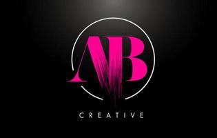 Diseño de logotipo de letra de trazo de pincel rosa ab. icono de letras de logotipo de pintura rosa. vector