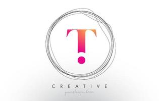 Artistic T Letter Logo Design With Creative Circular Wire Frame around it vector