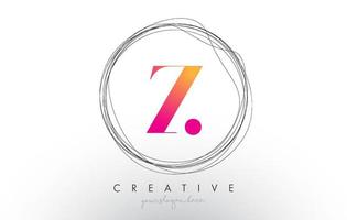 Artistic Z Letter Logo Design With Creative Circular Wire Frame around it vector