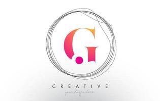 Artistic G Letter Logo Design With Creative Circular Wire Frame around it vector