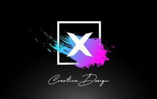 X Artistic Brush Letter Logo Design in Purple Blue Colors Vector