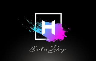 H Artistic Brush Letter Logo Design in Purple Blue Colors Vector