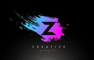 Z Artistic Brush Letter Logo Design in Purple Blue Colors Vector