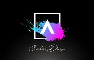 A Artistic Brush Letter Logo Design in Purple Blue Colors Vector