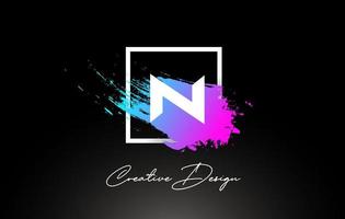 N Artistic Brush Letter Logo Design in Purple Blue Colors Vector