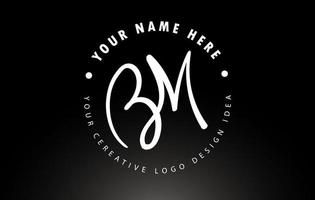 BM Handwritten Letters Logo Design with Circular Letter Pattern. Creative Handwritten Signature Logo Icon vector