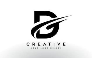 Creative D Letter Logo Design with Swoosh Icon Vector. vector