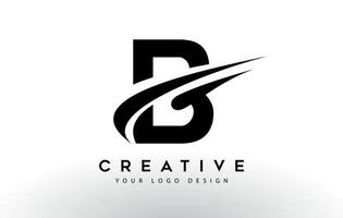 Creative B Letter Logo Design with Brush Swoosh Icon Vector. vector