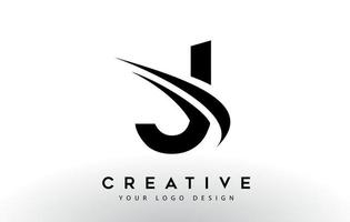 Creative J Letter Logo Design with Swoosh Icon Vector. vector