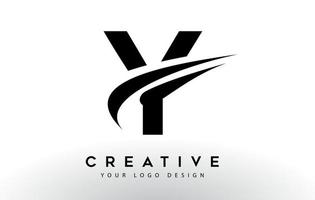 Diseño de logotipo de letra y creativa con vector icono swoosh.