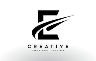 Diseño de logotipo de letra e creativa con vector icono swoosh.