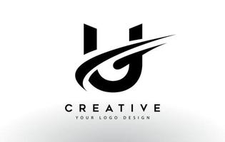 Creative U Letter Logo Design with Swoosh Icon Vector. vector