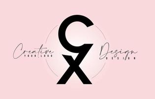 CX Letter Design Icon Logo with Letters one on top of each other Vector. vector