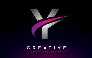 Creative Y Letter Logo Design with Swoosh Icon Vector. vector