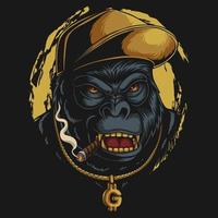 Ilustración de vector de hip hop gorila