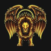 Lion with wing gold vector illustration